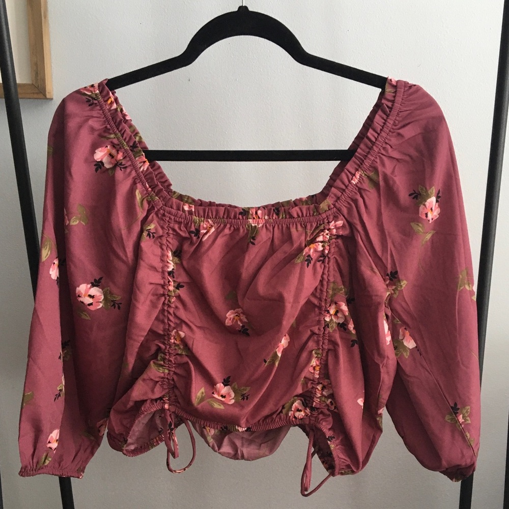 Mileage Plum Floral Crop Top, XL